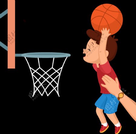 手绘打篮球的小孩插图免抠png透明素材