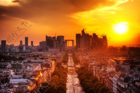 黄昏巴黎风景图片