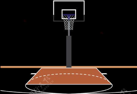 手绘篮球场地插图免抠png透明图层素材