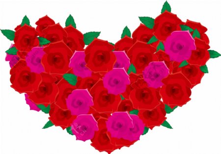 唯美红色花朵心形元素