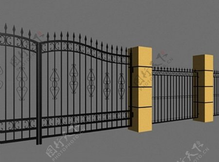铁艺大门围栏3D模型图片