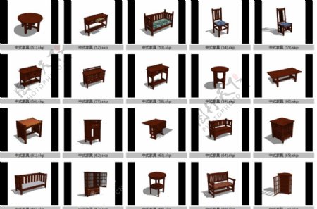 中式家具模型图片