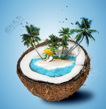 椰子树沙滩免抠素材