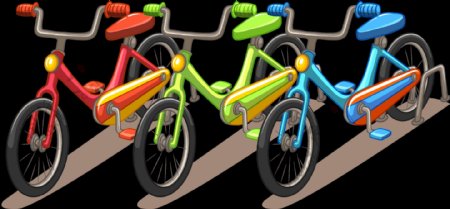 卡通彩色自行车插画免抠png透明图层素材