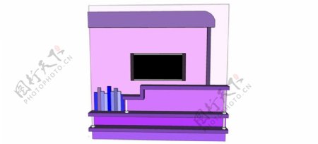 创意紫色电视背景墙skp模型