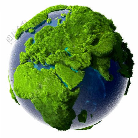 蓝色星球与绿色地图图片