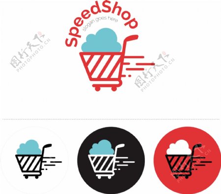 购物手推车标志logo设计