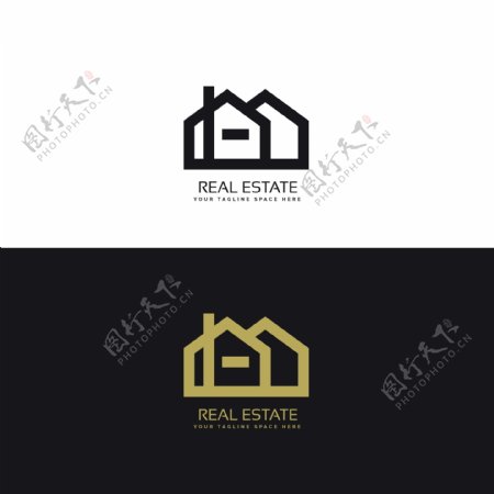黑色和金色的房地产标识