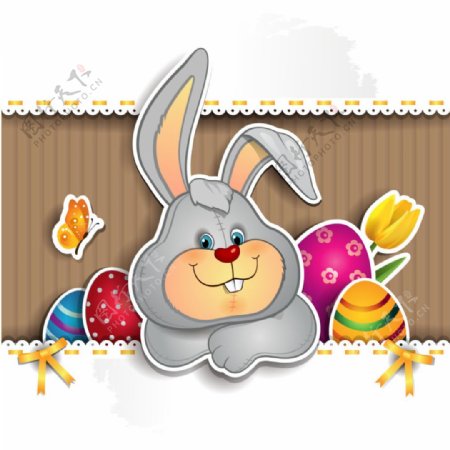 可爱兔子复活节背景矢量图素材