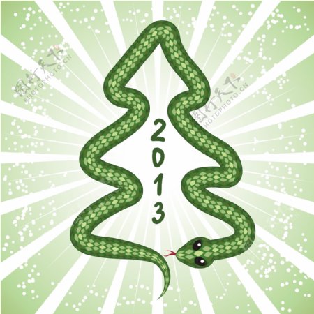 蛇形圣诞树形状矢量素材