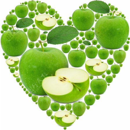 苹果组成的心形图片