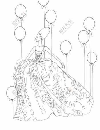 花纹蓬蓬裙设计图
