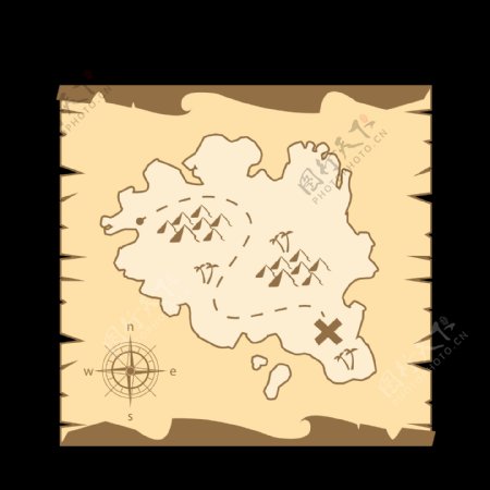 手绘海盗地图免抠png透明图层素材