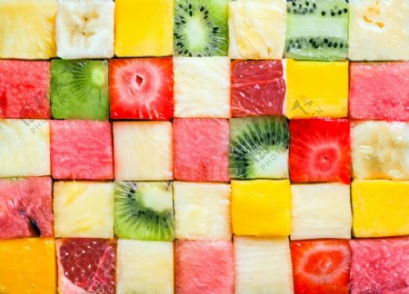 切成水果的方块图片