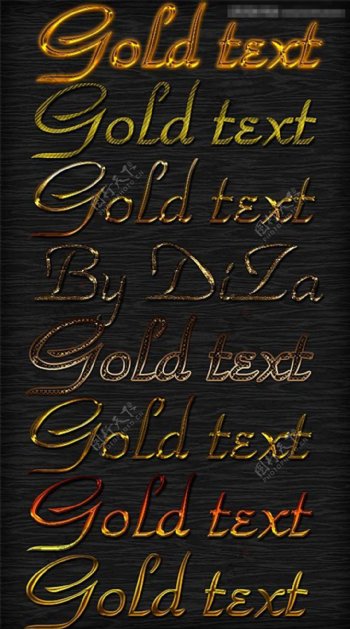黄金质感的金属艺术字样式