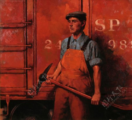 铁路工人肖像画图片