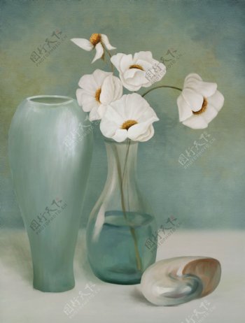 花瓶花朵油画写生图片