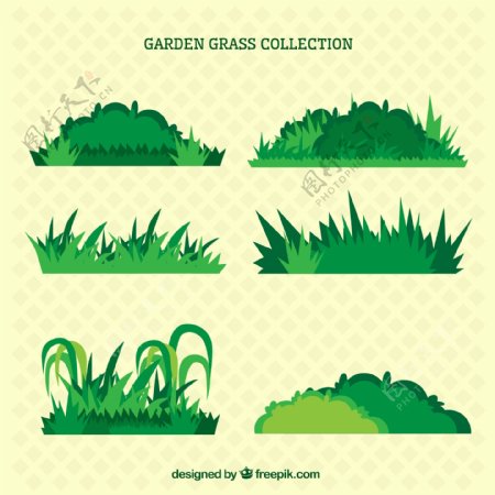6款绿色草地草丛设计矢量素材