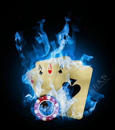 蓝色火焰扑克图片图片