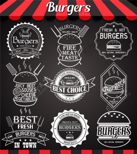 汉堡包美食标签图片