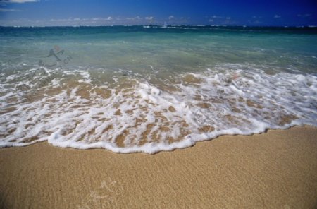 沙滩浪花自然风景图片
