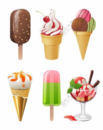 暑假冰淇淋矢量图