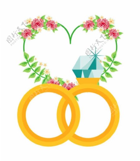 婚礼卡片设计素材戒指图片