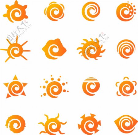 太阳标志模板设计元素矢量图案