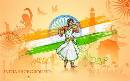 跳舞的卡通印度女人图片