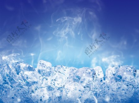 冰块蓝色背景海报设计