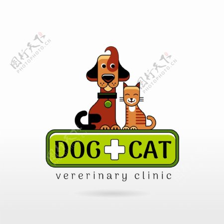 狗和猫的组合logo标志