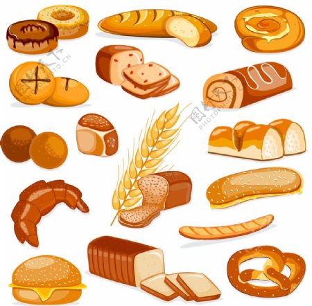 小麦和面包图片