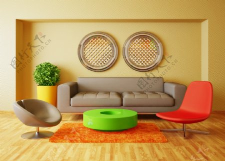 彩色客厅设计图片