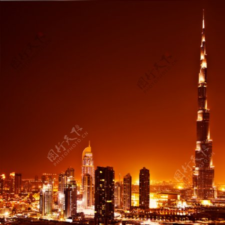 迪拜城市夜景图片图片