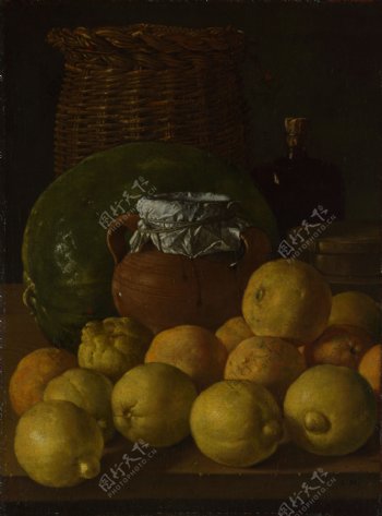 柠檬与西瓜油画写生图片