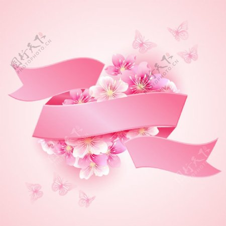 樱花粉红丝带矢量设计