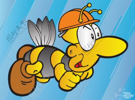 蜜蜂卡通人物漫画图案矢量背景图