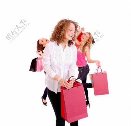 快乐的购物女性图片