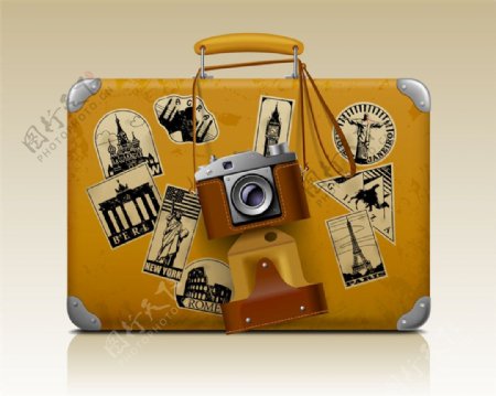 卡通行李箱与相机图片