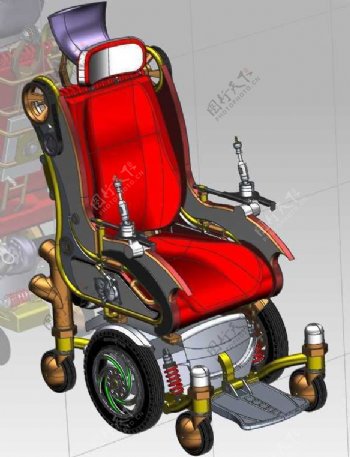 蒸汽朋克电动机械轮椅机械模型