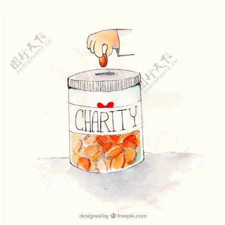 卡通慈善机构捐助瓶子