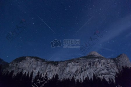 山自然天空晚上森林树木山星系恒星