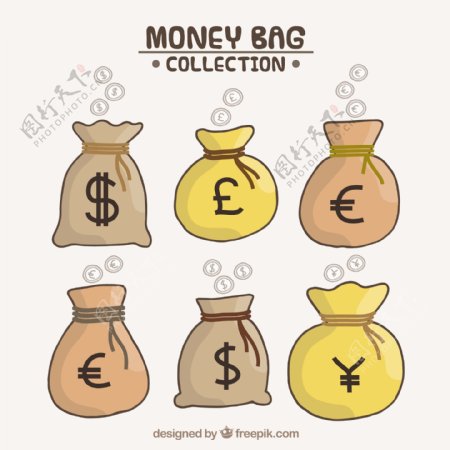 各种货币符号钱袋子插图