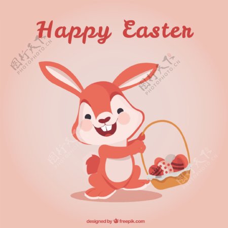 复活节卡与可爱的兔子
