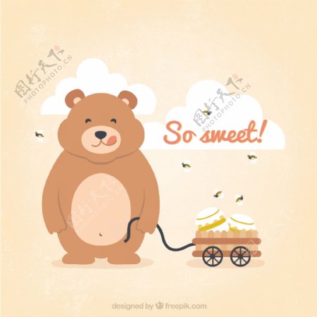 泰迪熊和蜂蜜罐
