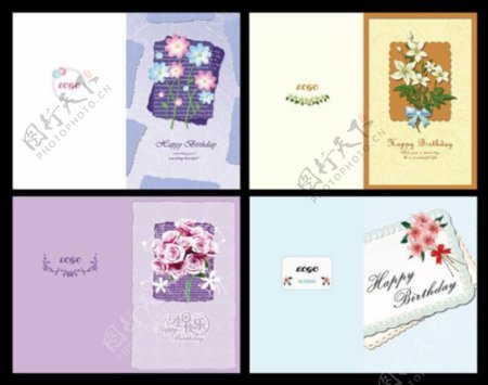 韩国花纹生日卡片设计PSD素材