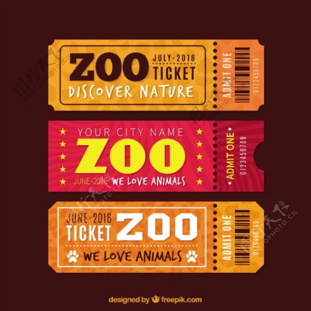 老式动物园门票