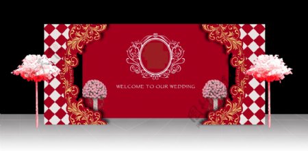婚礼红色欧式迎宾区图片