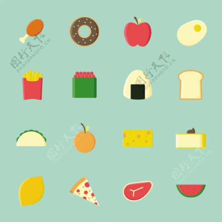 各种食品图标平面设计素材