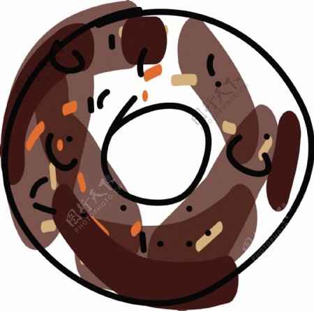 巧克力矢量卡通手绘甜甜圈素材